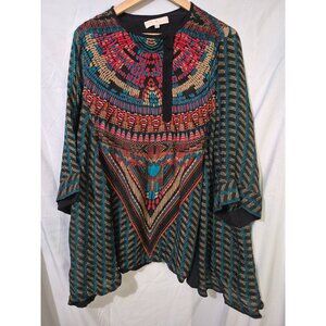 Ritu Kumar Large Sheer Embroidered Southwestern Colorful Zambian Tunic Top